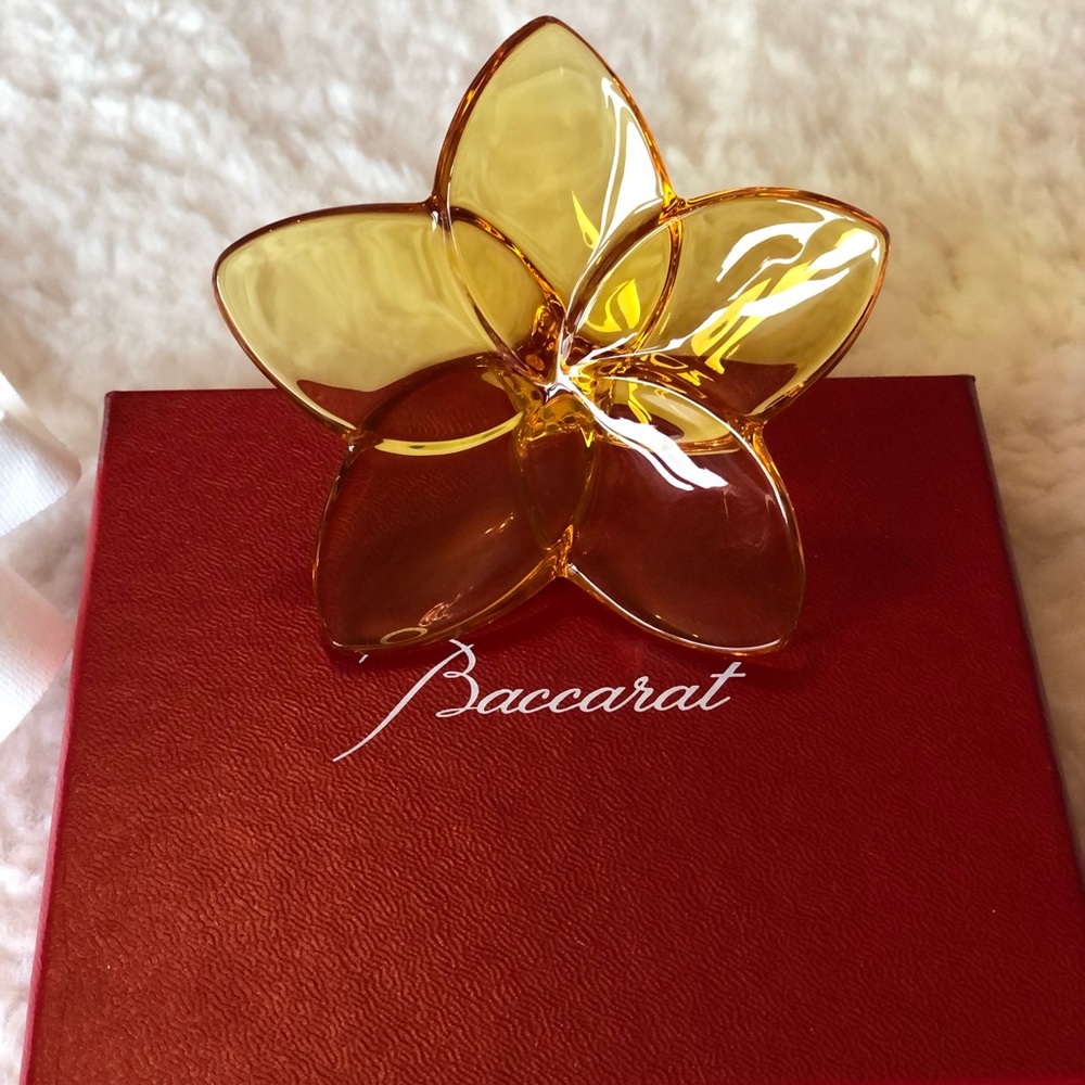 Baccarat Lucky Crystal Amber Flower. Perfect condition with box!